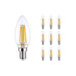 Mehrfachpackung 10x Noxion Lucent LED E14 Kerze Fadenlampe Klar 4.5W 470lm - 827 Extra Warmweiß | Ersatz für 40W